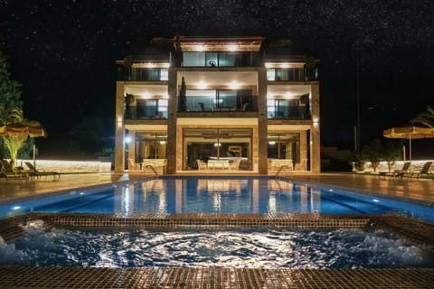 Property building, Night, Pool view, Swimming pool