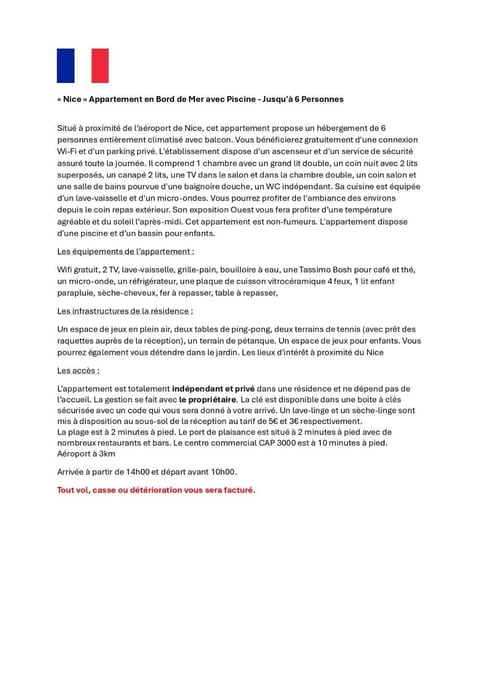 Nice Seaside Pool and Tennis Apartment in Cagnes-sur-Mer