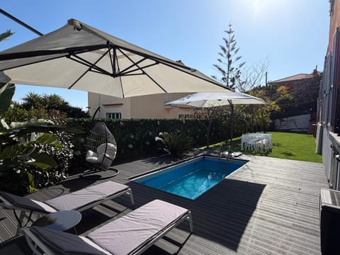 Patio, Garden, Pool view, sunbed