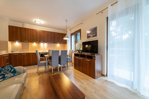 Kitchen or kitchenette, Living room, Dining area, oven, stove