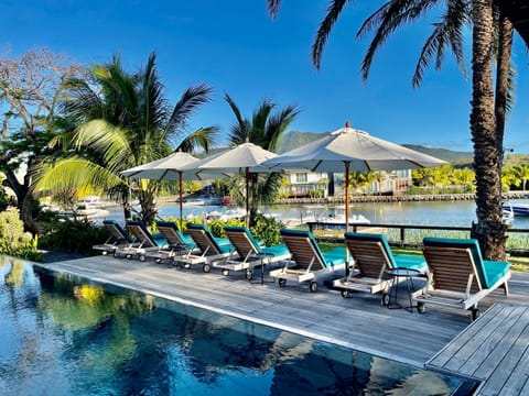 Day, Natural landscape, Garden, Garden view, Pool view, Swimming pool, sunbed