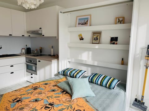 Photo of the whole room, Bedroom, stove