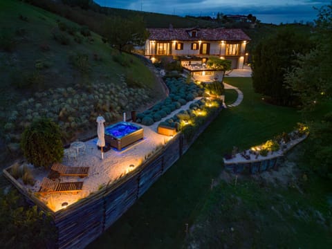 Property building, Night, Garden