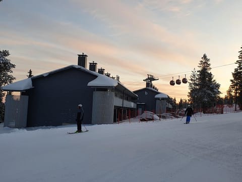 Property building, Skiing, Sunset