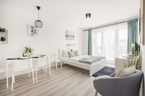 Bed, Living room, Dining area