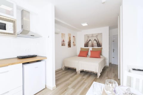 Bed, Kitchen or kitchenette, Photo of the whole room, Bedroom, minibar