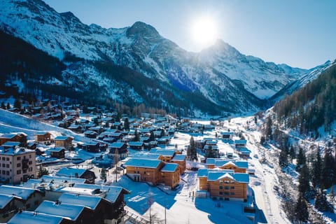 Property building, Bird's eye view, Winter, View (from property/room), Mountain view, River view