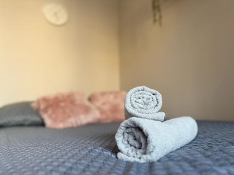 Bed, Photo of the whole room, Bedroom, towels