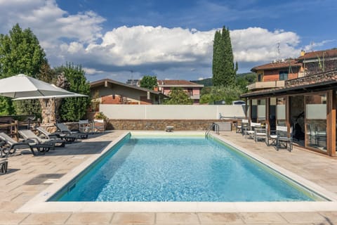 Property building, Living room, Swimming pool