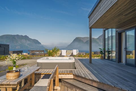 Property building, Patio, Hot Tub, View (from property/room), Dining area, Mountain view, Sea view, Open Air Bath