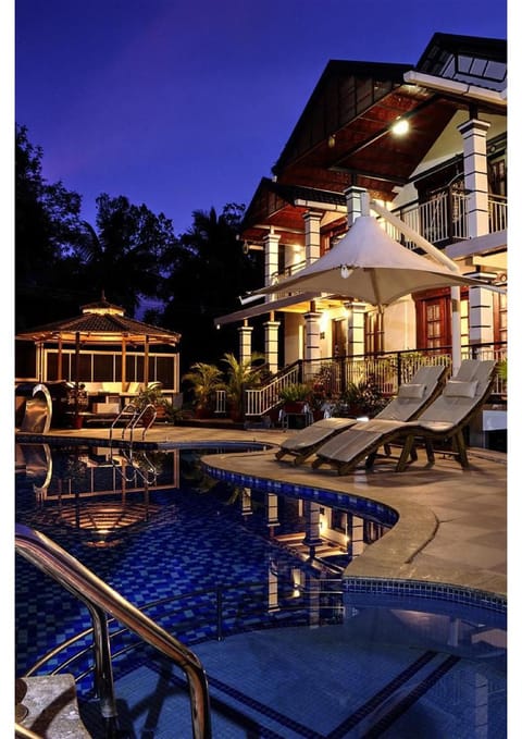 Property building, Night, Pool view, Swimming pool