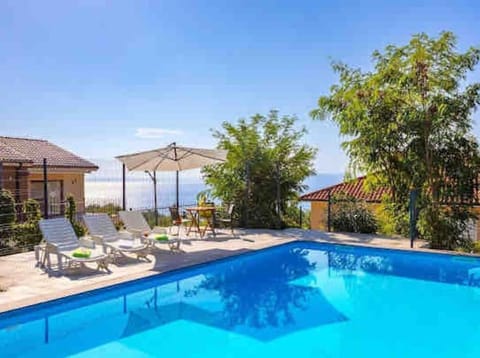 Patio, Day, Natural landscape, Pool view, Sea view, sunbed