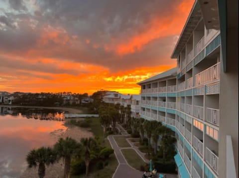 Property building, Natural landscape, Lake view, Sunset