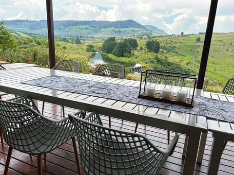Patio, Dining area, River view