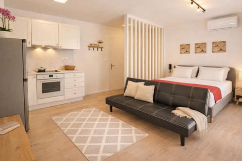 Bed, Kitchen or kitchenette, Living room, Photo of the whole room, Seating area