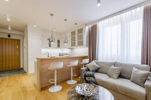 Kitchen or kitchenette, Living room, Seating area