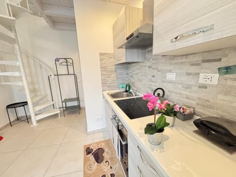 Kitchen or kitchenette, stove, air conditioner