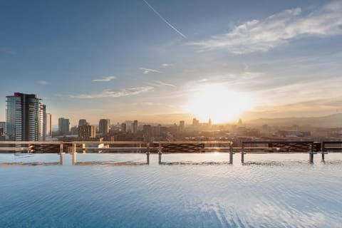 City view, Swimming pool, Sunset