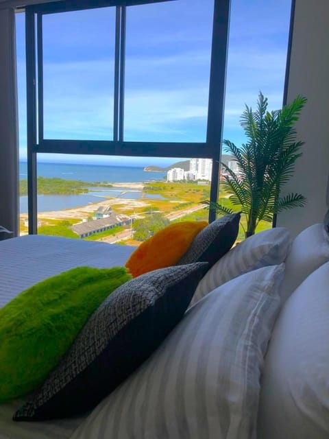 Bed, Bedroom, Sea view