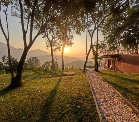 Spring, Garden, Mountain view, Sunrise