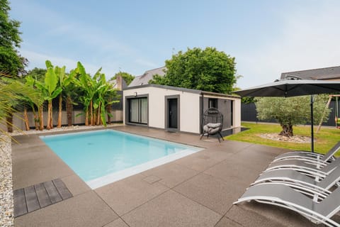 Property building, Living room, Swimming pool