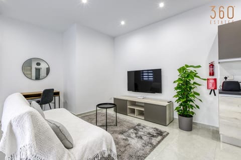 Communal lounge/ TV room, Bed, TV and multimedia, Kitchen or kitchenette, Living room, Photo of the whole room, Seating area, Evening entertainment, Bedroom, hair dresser