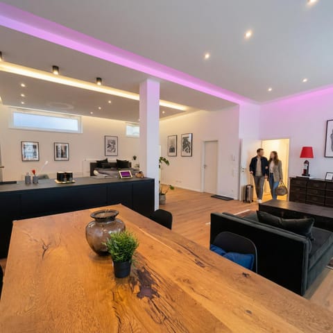 Kitchen or kitchenette, Living room, Seating area