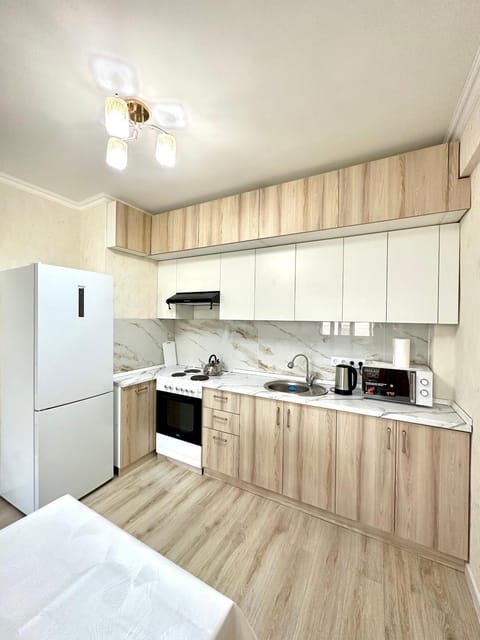 Kitchen or kitchenette, stove
