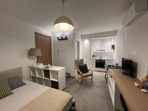 Bed, TV and multimedia, Kitchen or kitchenette, Living room, Photo of the whole room, Seating area, Dining area, Bedroom, air conditioner