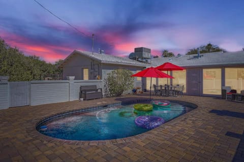 Property building, Pool view, Swimming pool, Sunset