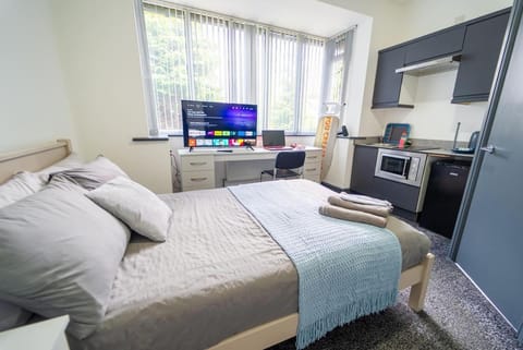 Bed, TV and multimedia, Kitchen or kitchenette, Photo of the whole room, Bedroom