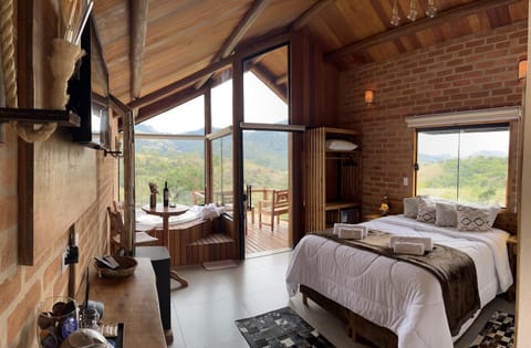 Bed, Photo of the whole room, Bedroom, Mountain view