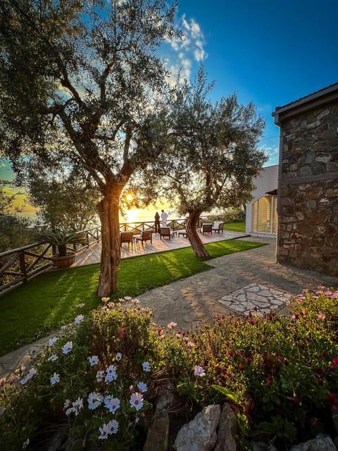 Spring, Garden, Sea view, Sunset