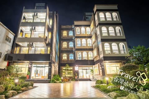 Property building, Night, Garden, Garden view