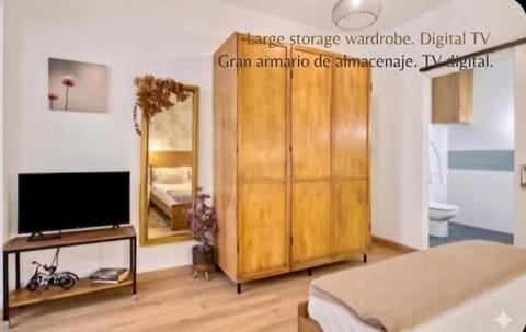Bed, TV and multimedia, Photo of the whole room, wardrobe
