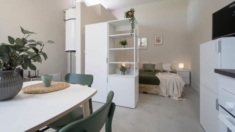 Bed, Kitchen or kitchenette, Living room, Seating area, Dining area, Bedroom, Area and facilities