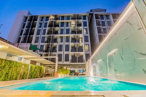 Night, Pool view, sunbed