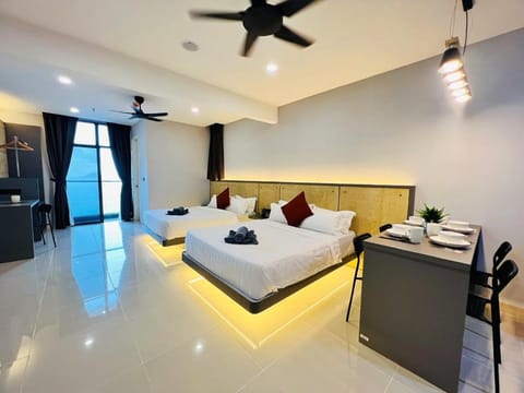 Bed, Bedroom, Sea view, towels