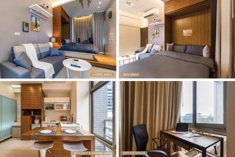 Bed, TV and multimedia, Kitchen or kitchenette, Living room, Seating area, Dining area, Bedroom, air conditioner