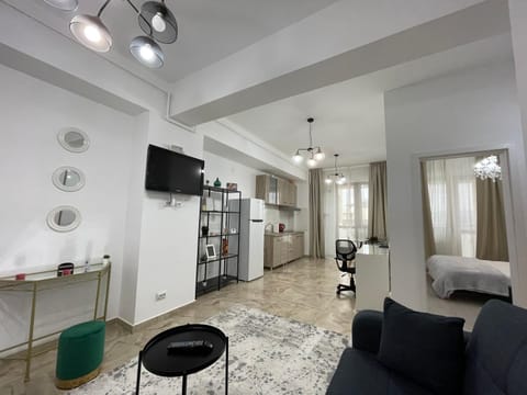 Bed, TV and multimedia, Kitchen or kitchenette, Living room, Photo of the whole room, Seating area, Dining area, Bedroom, stove