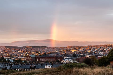 Natural landscape, City view, Mountain view, Sunset