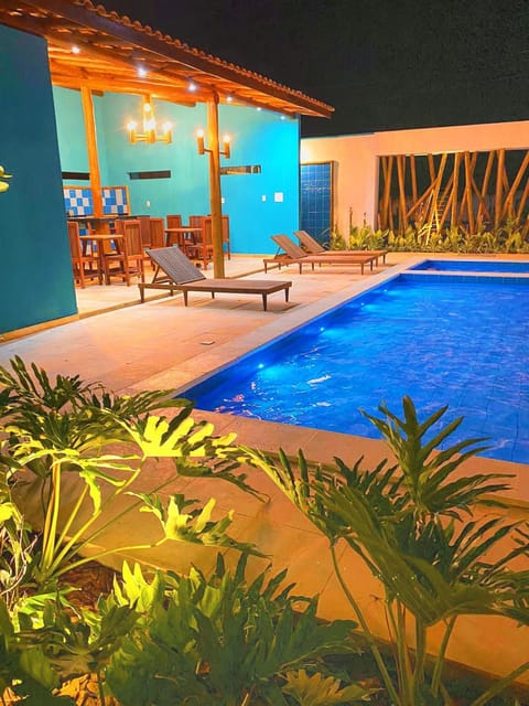 Night, Pool view, Swimming pool, Swimming pool, sunbed