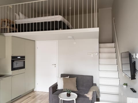 Kitchen or kitchenette, Living room, Seating area