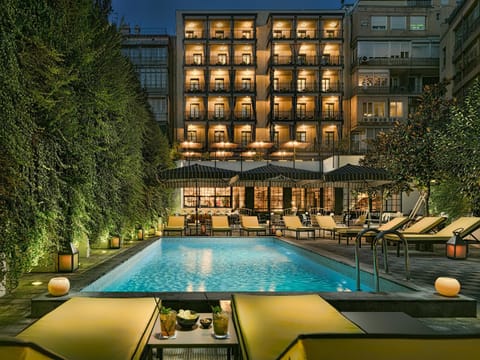 Patio, Night, Pool view, Swimming pool