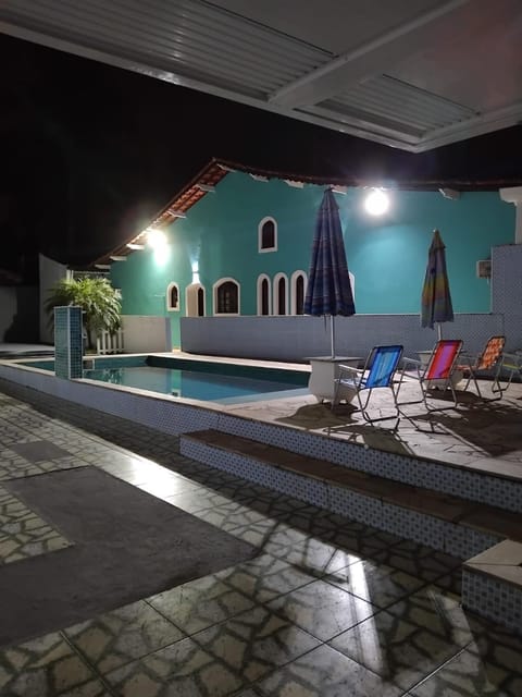 Night, Swimming pool, sunbed