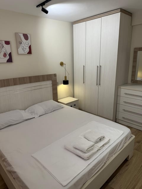 Bed, Photo of the whole room, Bedroom, towels, wardrobe