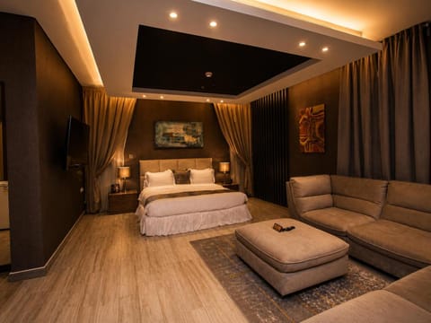 Bed, Living room, Photo of the whole room, Seating area, Bedroom