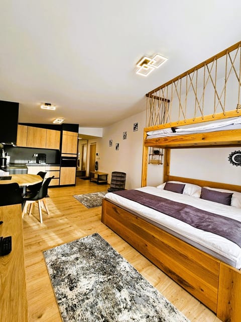 TV and multimedia, Kitchen or kitchenette, Living room, Photo of the whole room, Seating area, Dining area, Evening entertainment, Bedroom
