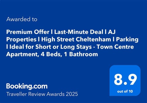 Premium Offer l Last-Minute Escape l AJ Properties l High Street Cheltenham l Parking l Ideal for Short or Long Stays - Town Centre Apartment, 4 Beds, 1 Bathroom Apartment in Cheltenham