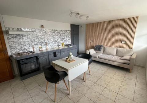 Kitchen or kitchenette, Living room, stove, kitchen